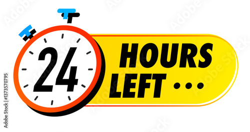 Countdown 24 hours left vector badge for social media post, promotion, promo offer