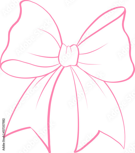 Wallpaper Mural Playful Pink Ribbon Bow Outline Hand Drawn Torontodigital.ca