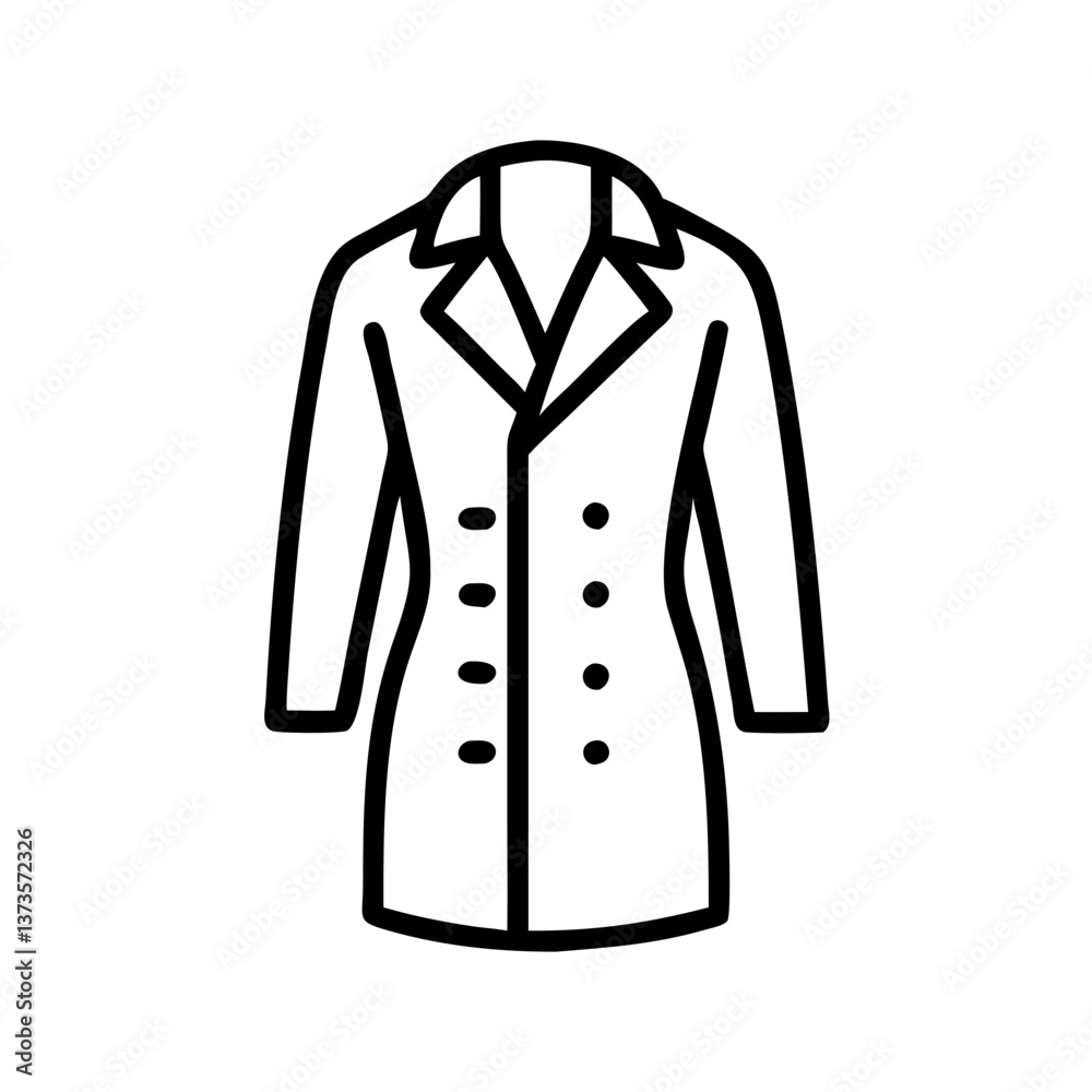 Trench coat icon illustration in black line art style Trench coat icon illustration in black line art style