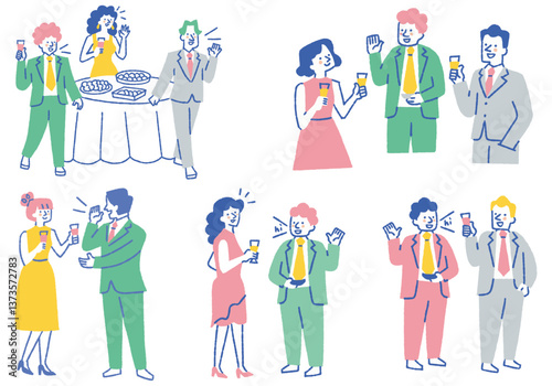 Set of people attending the party_color
