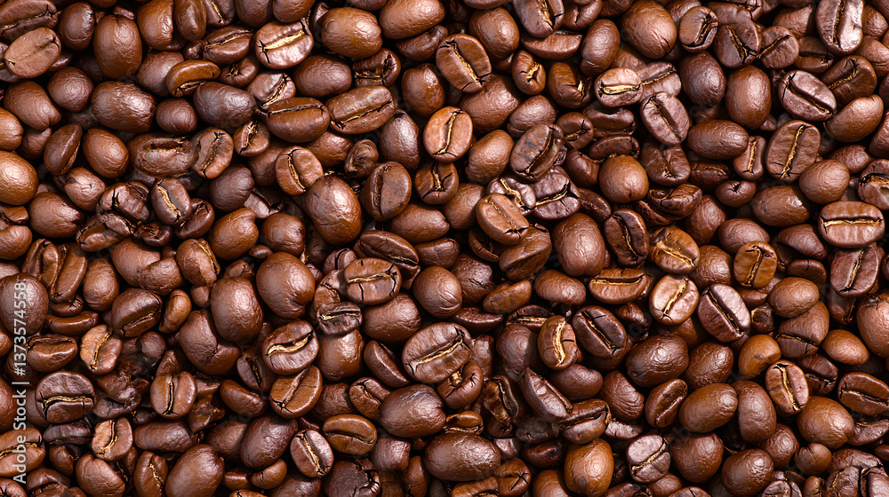 Fototapeta premium Rich Brown Roasted Coffee Beans Texture Background