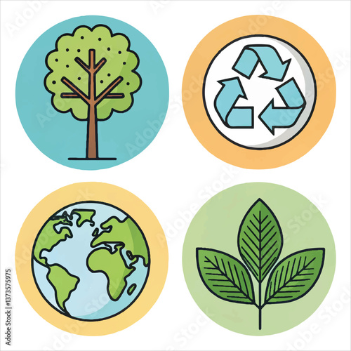 vector set of ecology icons