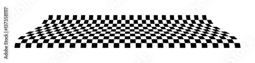 Black white checkered background. Awning checkered canopy. Grid geometric wavy rectangle shape. Race flag. Abstract modern monochrome vector illustration.