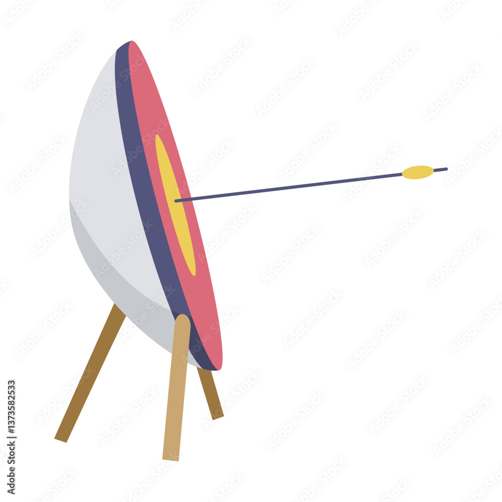Archery practice or training. Successfully hitting the target. Vector artwork depict success, achievement or accomplishment