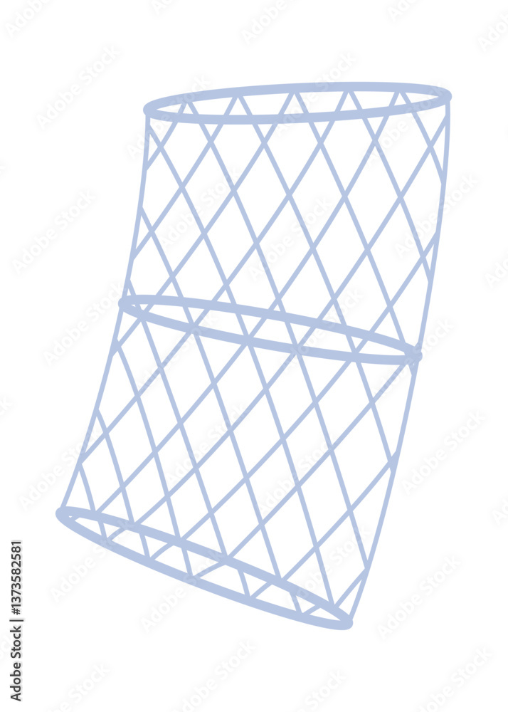 Fish net icon, isolated fishnet and fish scoop. Mesh tool used for catching. Device for safely transferring fish from one container to another or water. Vector cartoon illustration