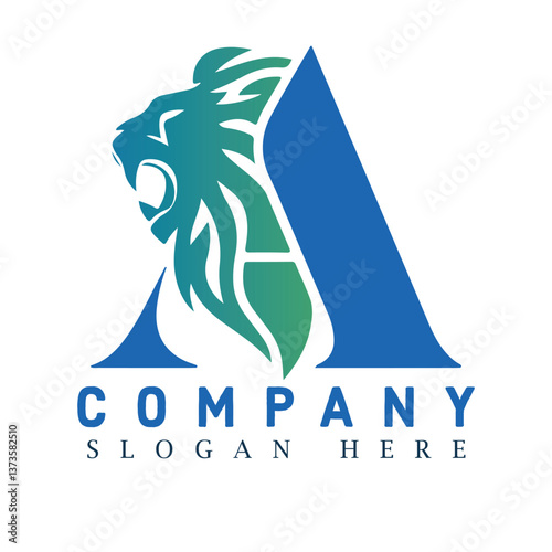 Letter A and lion logo design