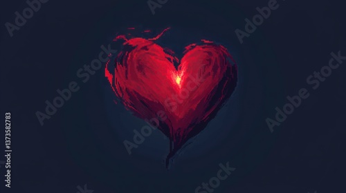 Fiery Pixel Heart  Love  Passion  Digital Art  Abstract Background