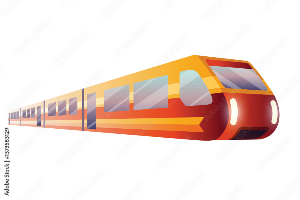 Railway station with train. Empty station interior with retro style train. Passenger carriages tourism. Cartoon vector illustration