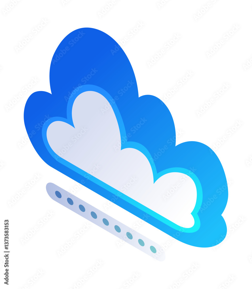 Security isometric. Cloud icon, future technology for verification. Cyber security and data protection concept. High tech data system vector illustration