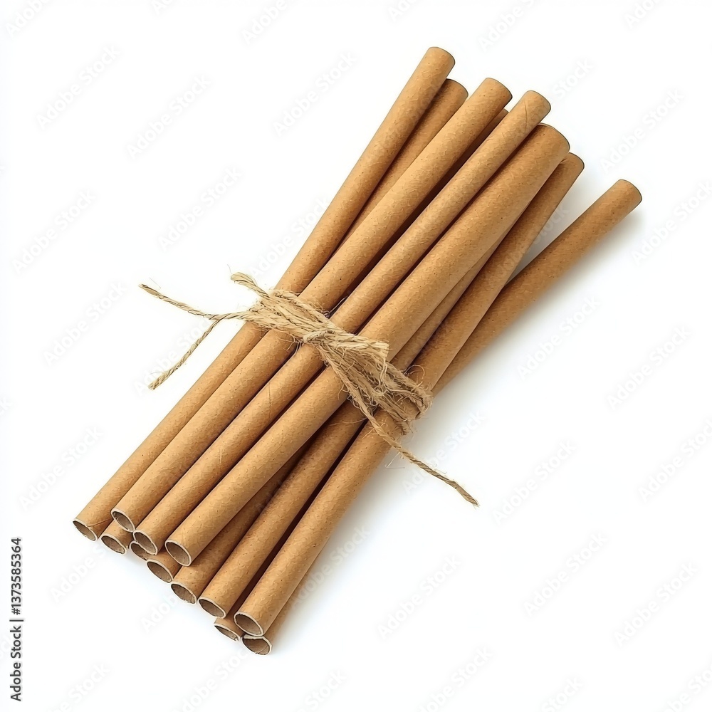 a bundle of biodegradable paper straws isolated on white background a bundle of biodegradable paper straws isolated on white background