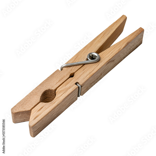 Wooden Clothespin Isolated on Transparent Background for Laundry and Craft Use