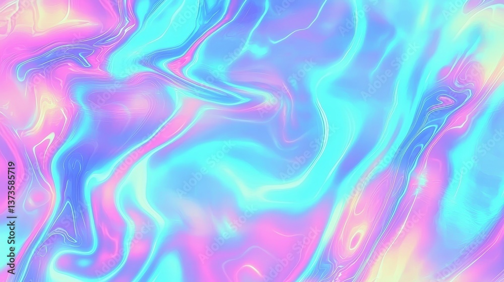 Fototapeta premium Vibrant Retro Tie-Dye Texture with Polarization Effect and Colorful Neon Holographic Stains - Psychedelic Vaporwave Abstract Background