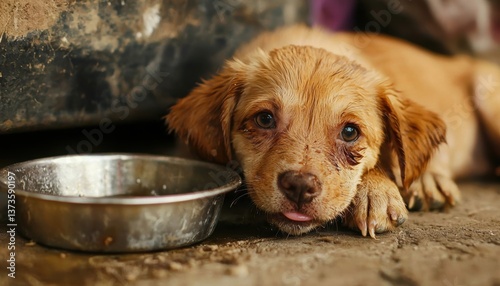 Urgent rescue of dehydrated puppy with parvovirus animal shelter high-resolution image heartbreaking scene close-up compassion