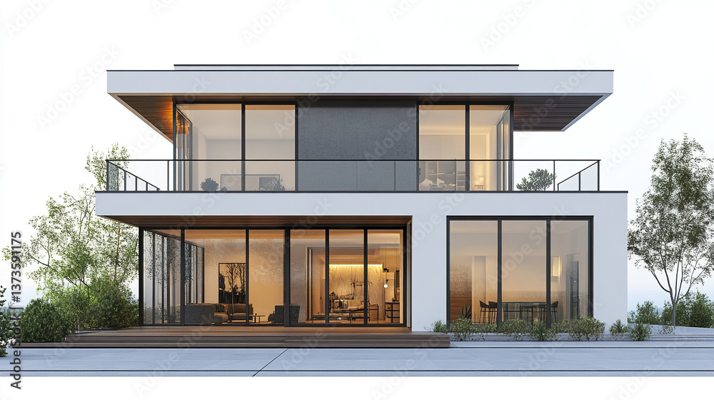 Modern loft style house with large windows and minimalist design Modern loft style house with large windows and minimalist design