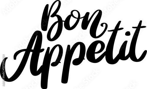 Bon Appetit. Lettering phrase isolated on white background. Vector illustration