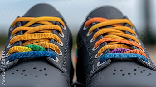 Rainbow Laces Sneakers  Pride LGBTQ  Footwear Closeup