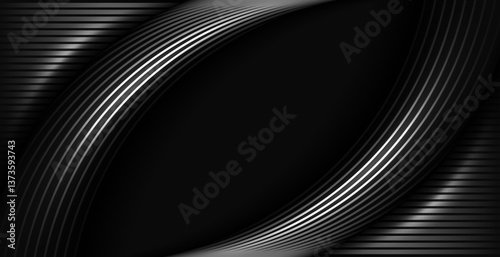 Modern abstract black paper realistic layered papercut decoration textured with 3d backdrop and material design pattern concept