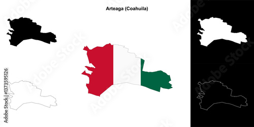 Arteaga municipality (Coahuila) outline map set