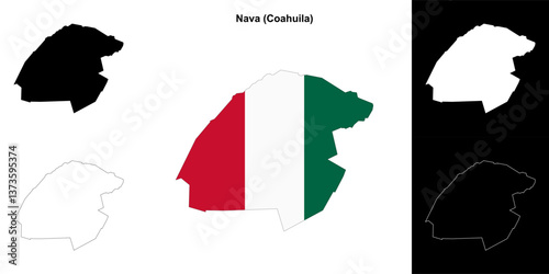 Nava municipality (Coahuila) outline map set