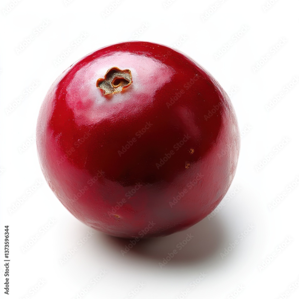 Obraz premium Fresh red cranberry showcasing its glossy surface against a plain background