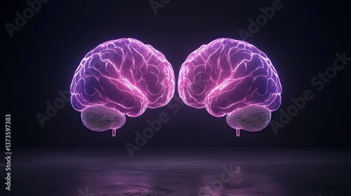 Glowing Neon Brain  Mind Power  Intelligence  Neural Network  Abstract Art