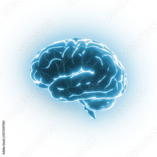 Mind's Illumination: A luminous rendering of the human brain, its intricate pathways aglow, symbolizing intellect, knowledge, and the marvels of cognitive processes.