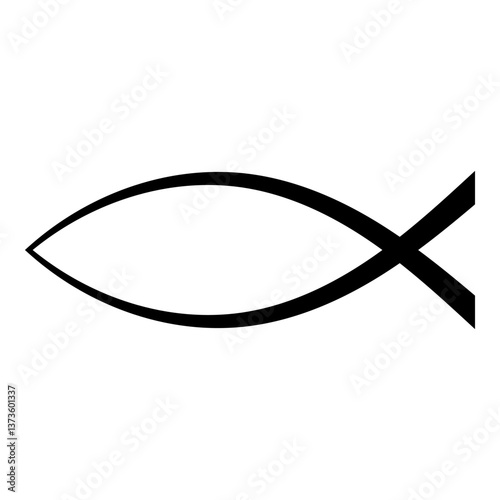 Simple black Ichthys symbol representing Christian faith and spirituality