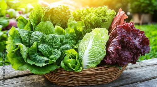a basket of assorted lettuce varieties