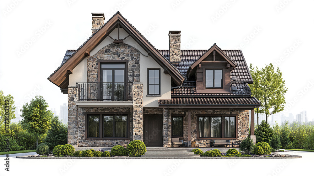 Charming loft style house with stone facade and lush greenery Charming loft style house with stone facade and lush greenery
