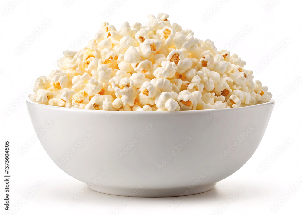 Fresh white popcorn in a bowl on white background Fresh white popcorn in a bowl on white background