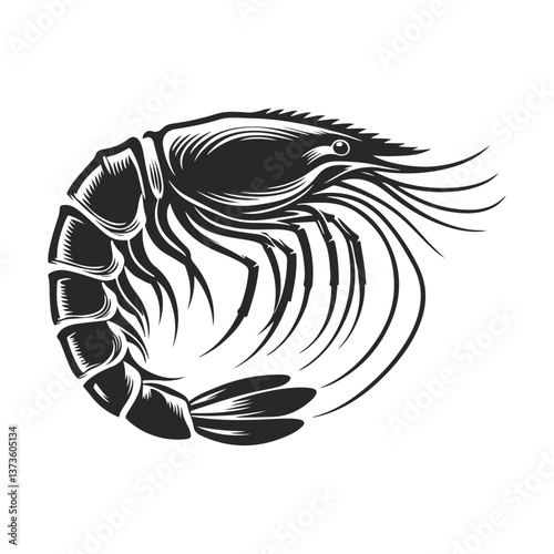 Prawn seafood black logo silhouette vector