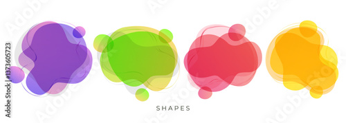 Set of bright colored abstract liquid shapes for creative graphic design. Color splashes. Vector illustration.	