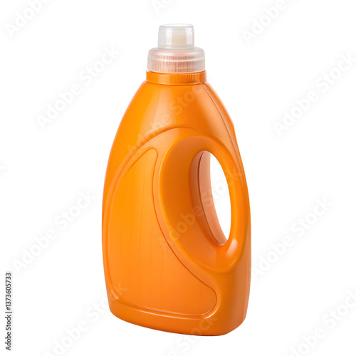 Orange Liquid Detergent Bottle on transparent ackground, High-Quality Packaging for Cleaning & Laundry