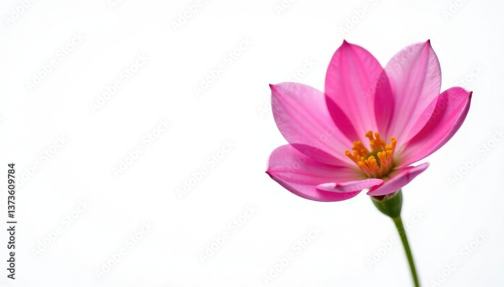Single isolated flower bud on white background, blossoms, single bloom Single isolated flower bud on white background, blossoms, single bloom