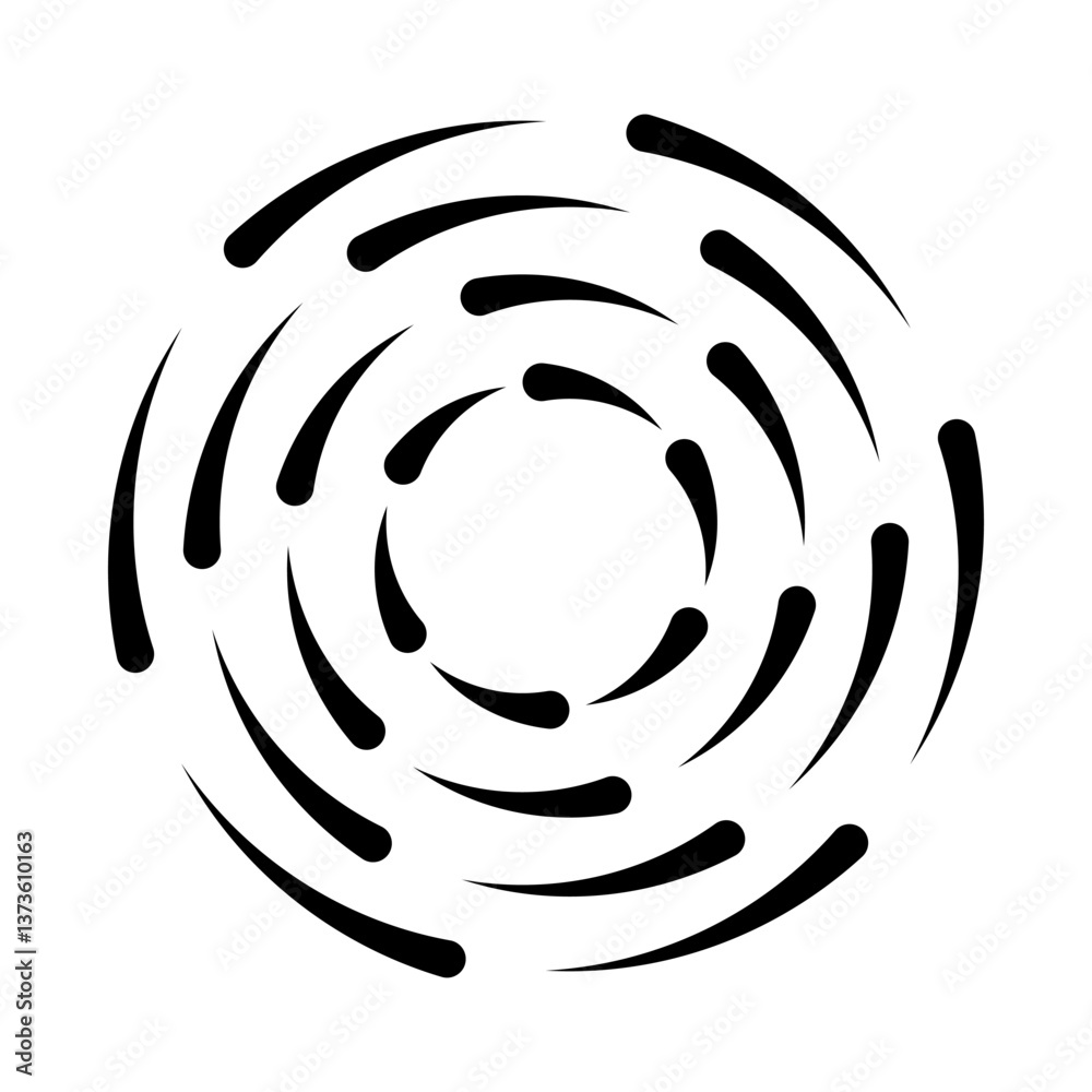 Halftone speed lines circle. Geometric art in circle form. Round swirl movement symbol. Halftone circular frame. Vector design element