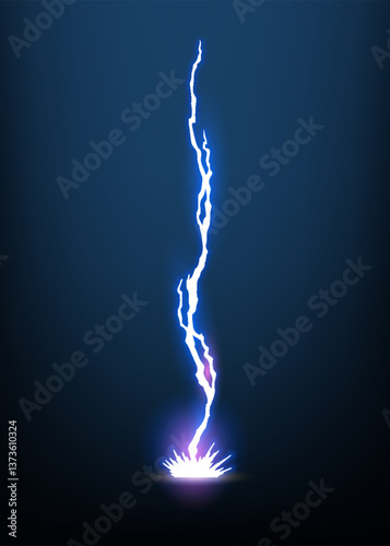 Lightning animation with sparks. Electricity thunderbolt danger, light electric powerful thunder. Bright energy effect, Vector illustration