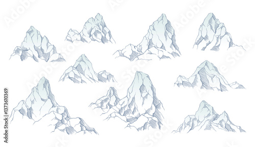 Obraz na płótnie Mountains climbing routes to top rock with red flag on peak. Business journeys path in progress, way to success or concept of goal. Vector illustration w salonie