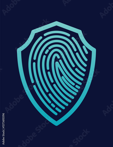 Obraz na płótnie Secure shield fingerprint. Scan fingerprint, security or identification system based on thumb lines. Biometric data design. Futuristic technology. Vector illustration w salonie