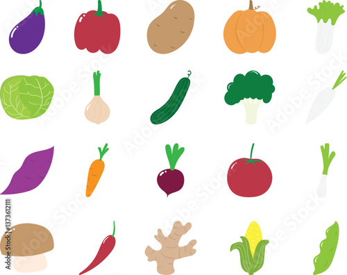 Set of vegetables. Simpleicon set. Vector illustration