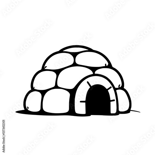 Igloo illustration Simple and cartoon drawing of a traditional ice house showcasing its unique architecture and design