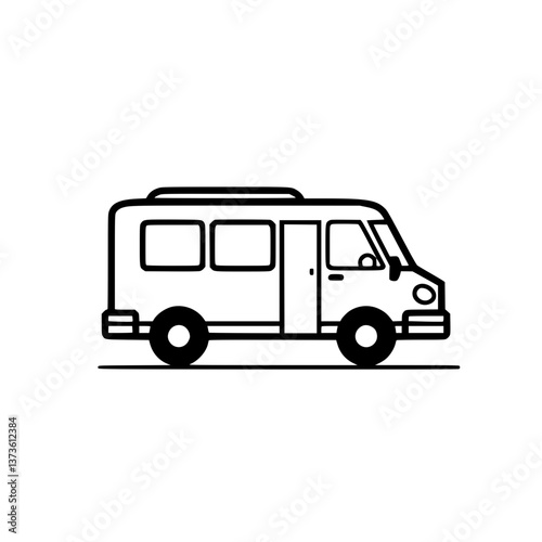 Minimalist and illustration of a recreational vehicle ideal for travel and adventure Clean vector graphics evoke a sense of simplicity and mobility