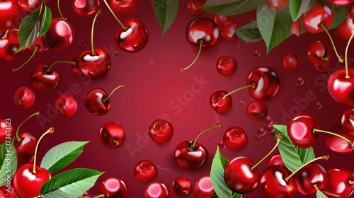 Mother's Day Cherry Background: Paying Tribute to Mother's Warm Care as Sweet as Cherries with the Daintiness of Cherries