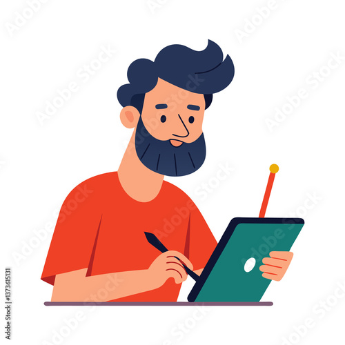 young man with laptop computer on an isolated background