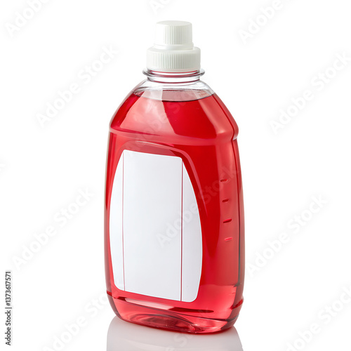 Blank Red Liquid Detergent in Transparent Bottle with Dispenser Cap.. on transparent background