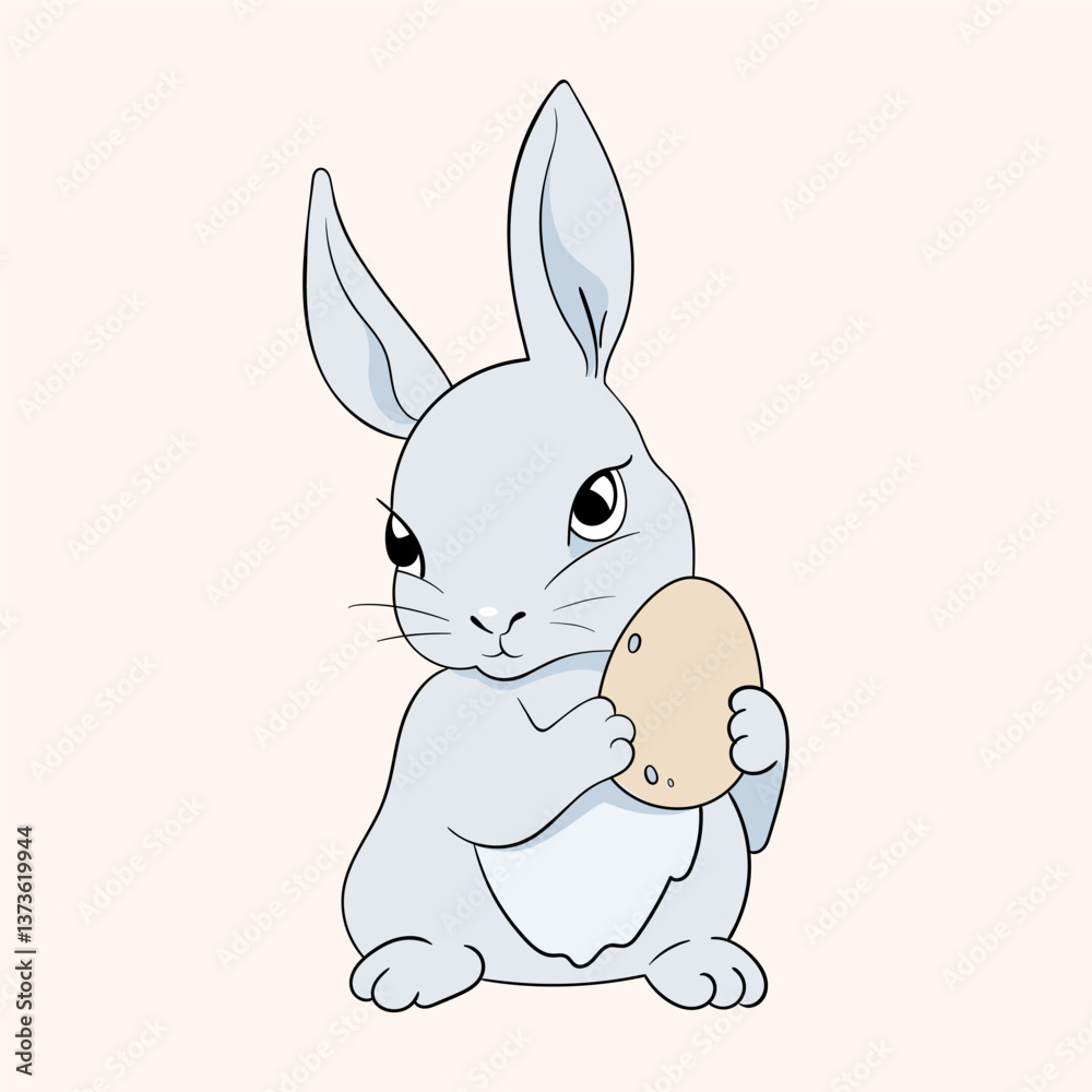 Obraz premium Easter bunny. Cute Girlish bunnies for kids. Rabbit or hare, spring festive animal. Hand Drawn holiday decent vector character