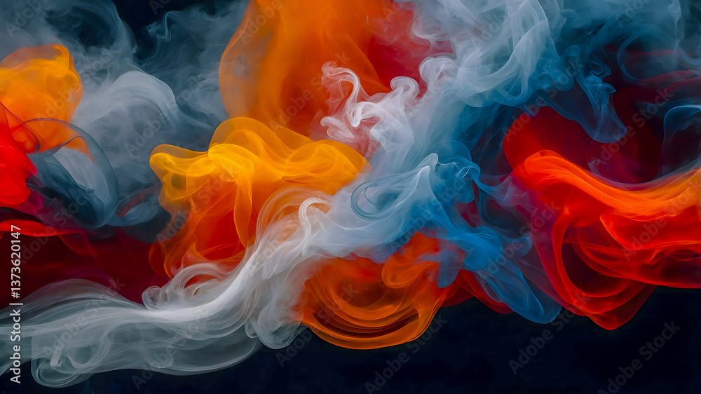 Dynamic Color Smoke Against Black Background, Vibrant and Fluid Visual Design Dynamic Color Smoke Against Black Background, Vibrant and Fluid Visual Design