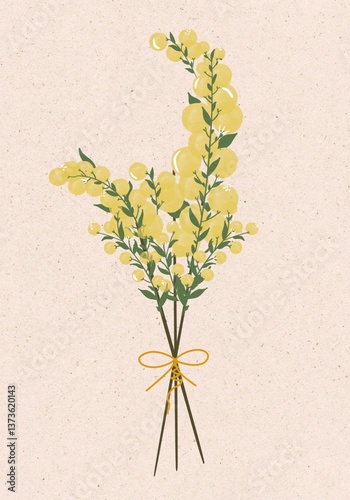 Stängel Blumen gelb zusammengebunden Wasserfarben photo