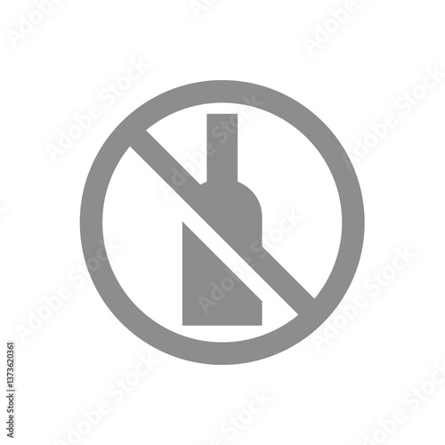 No alcohol crossed vector sign. Alcohol free prohibition icon with bottle.
