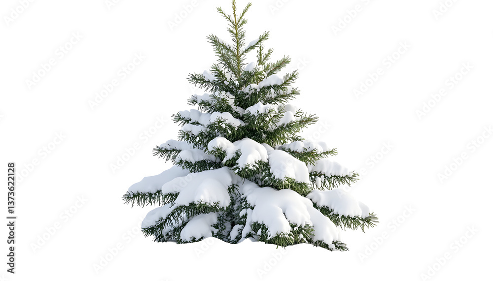 Snow-covered small evergreen tree , clipping path - Snow-covered small evergreen tree , clipping path -