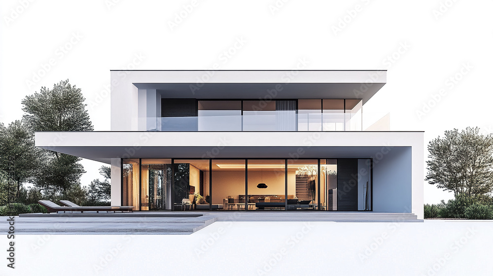 Modern minimalist house with large windows and sleek design Modern minimalist house with large windows and sleek design